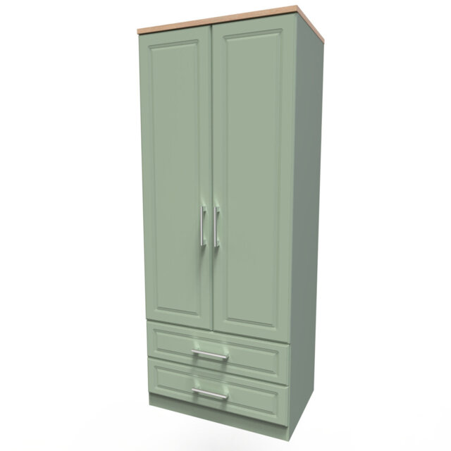 Aalysia 2 Door 2 Drawer Wardrobe in Reed Green & Bardolino Oak