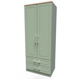 Aalysia 2 Door 2 Drawer Wardrobe in Reed Green & Bardolino Oak