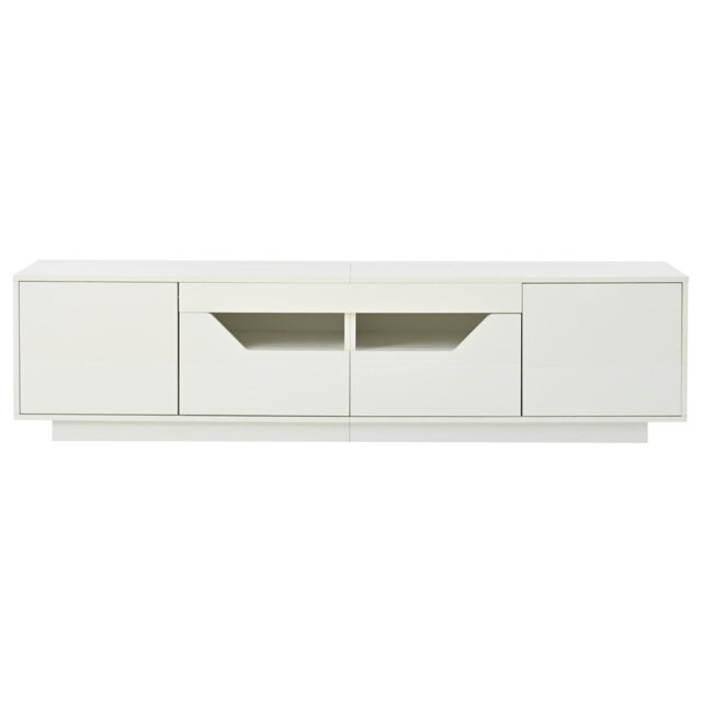 "High-Gloss Tv Stand For 75"" Tvs - Led App Control, 2 Drawers, 2 Cabinets, Soft-Close Doors"