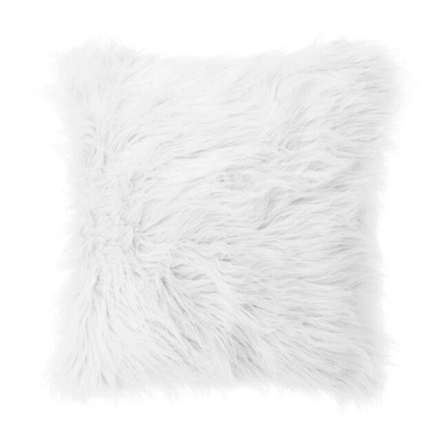 Square Fluffy Faux Fur Throw Pillow Cover White