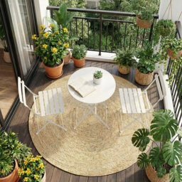 Heavy-Duty Metal 3-Piece Foldable Bistro Set, No Assembly Required Outdoor Furniture for Balcony, Yard and Garden Decoration