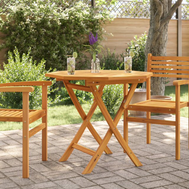 Curson Teak Folding Outdoor Bistro Table With Umbrella Hole , 85cm cm W 85cm cm D
