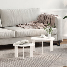 Coffee Table Solid Pine wood Modern Living Room Round Wood Indoor