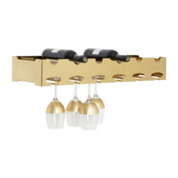 Betances 6 Bottle Wall Mounted Wine Bottle & Glass Rack in Gold