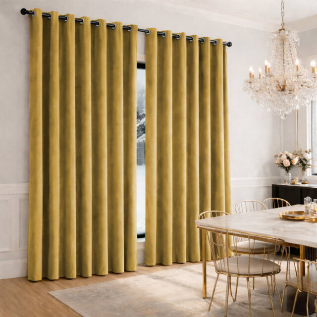 Heavy Velvet Eyelet Ready Made Thermal Drapes & Curtains