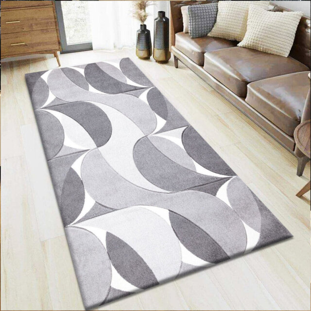 100% Polypropylene Modren Kenzo Design Area Rug For Hallway/Living Area Grey