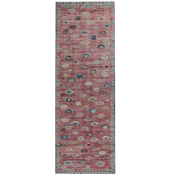 Geometric Hand Knotted 78cm X 365cm Area Rug