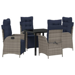 Garden Dining Set With Cushion Grey And Black Rattan Outdoor Furniture