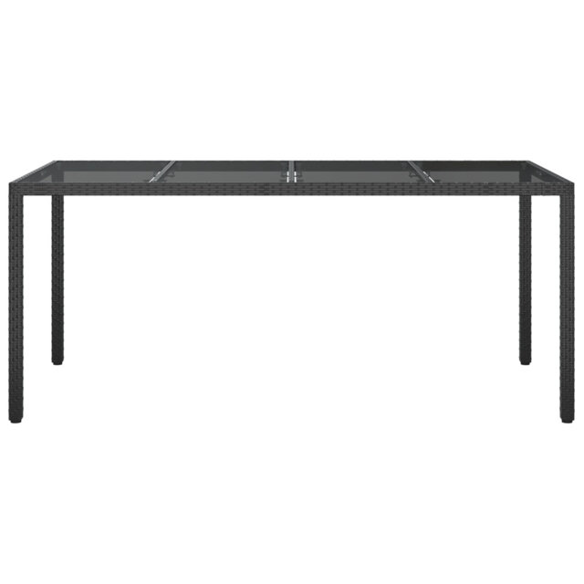 Garden Table Brown Tempered Glass&Poly Rattan Patio Table Multi Colours