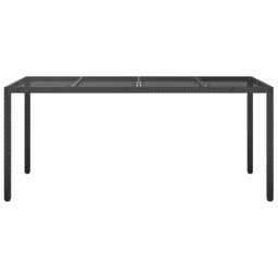 Garden Table Brown Tempered Glass&Poly Rattan Patio Table Multi Colours
