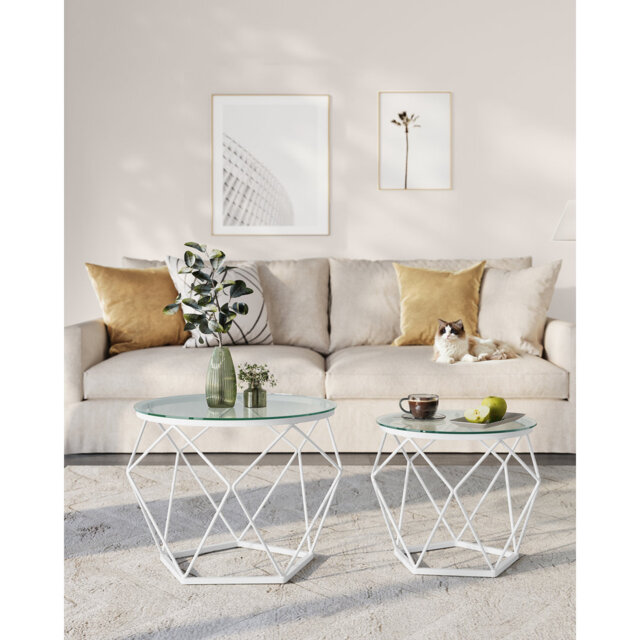Alieya Glass Top Frame Nesting Tables