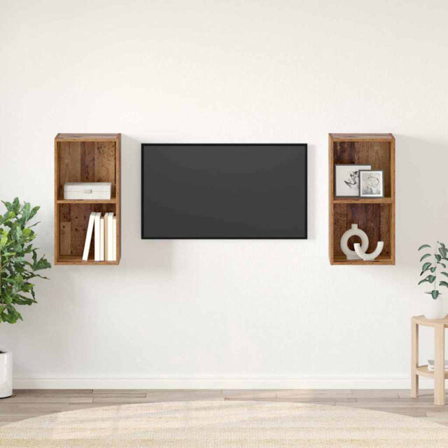 Wall TV Cabinet 2 Pcs 37 X 37 X 72 Cm Engineered Wood