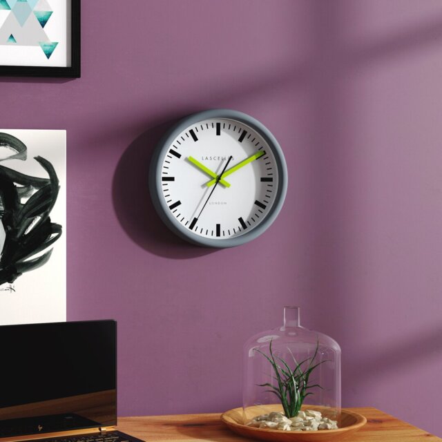 Sync Swiss Grey Station Clock with Hands 30cm