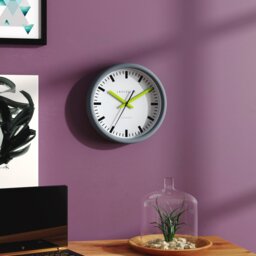 Sync Swiss Grey Station Clock with Hands 30cm