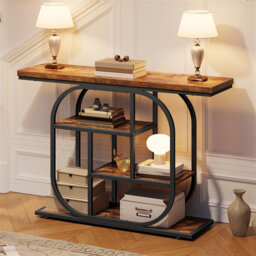 Console Table For Hallway, Industrial 4-Tier Display Sofe Table