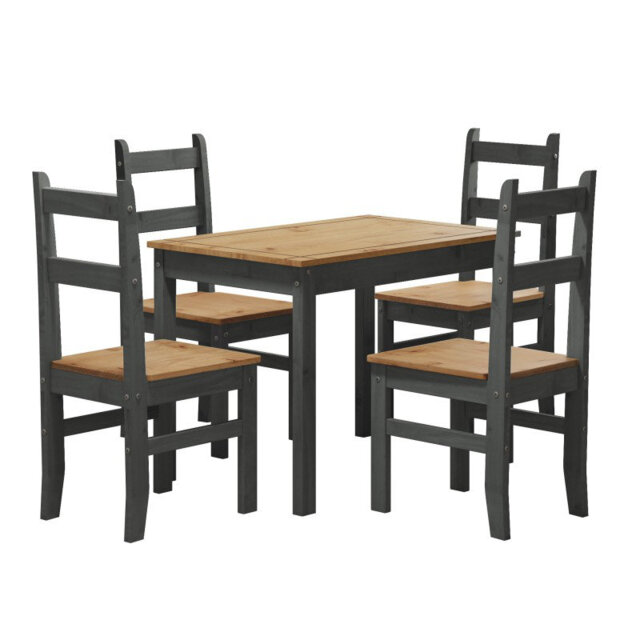Corona White 4 - Person Solid Wood Dining Set