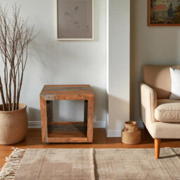 Goa Cube Solid Wood End Table