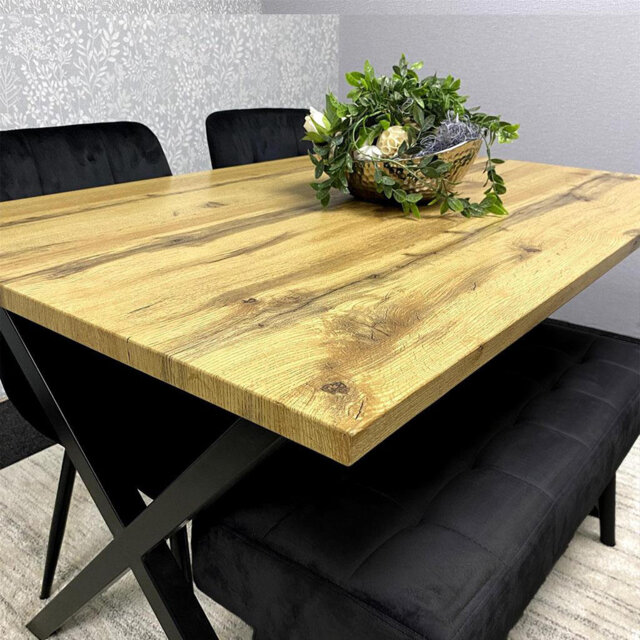 Dark Grey Arrow Design Dining Table Set with Velvet Chairs & Bench