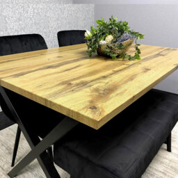 Dark Grey Arrow Design Dining Table Set with Velvet Chairs & Bench