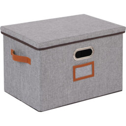 Clothes Storage Boxes, Foldable Cube Organiser, Baskets With Lids, Fabric Bins For Shelves, Home, Office,45 X 30 X 30 Cm, Grey, 1-Pack