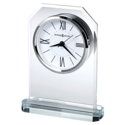 Quincy Modern & Contemporary Roman Numeral Crystal Quartz Movement / Crystal Tabletop Clock in Silver