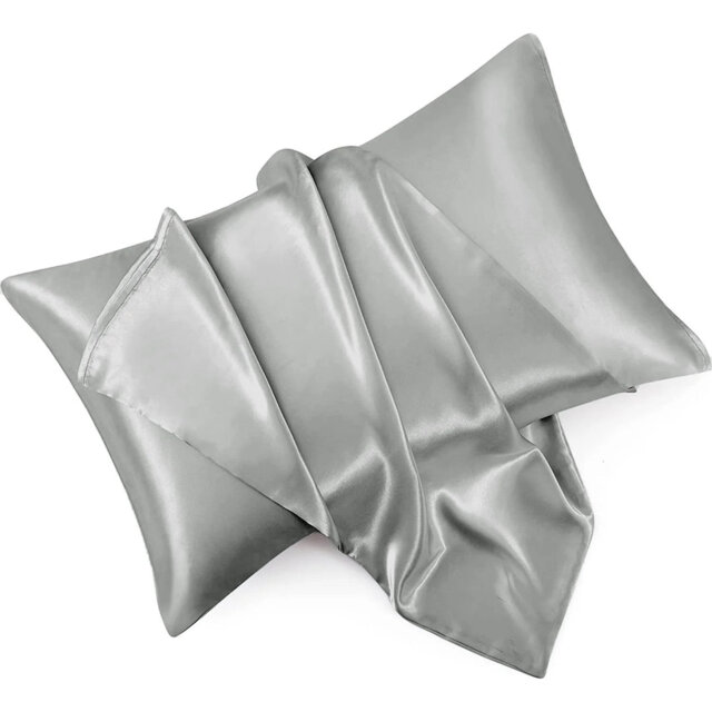 Durable Satin Silk-Feel Pillowcases Set of 2 - Wrinkle-Free, Temperature Balancing, Machine Washable