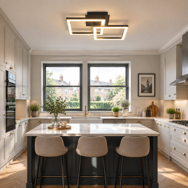 Avaeyah Modern Geometric LED Flush Mount — Adjustable Dual-Square Ceiling Light