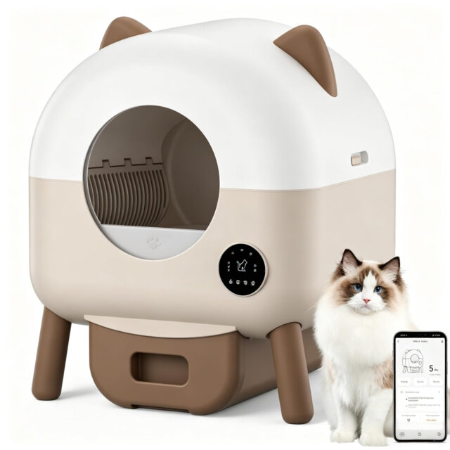 76L Self-Cleaning Automatic Cat Litter Box with App Control - Anti-Pinch Safety Sensors - Odour Control Quiet Motor - Sleep Mode & Adjustable Ambient