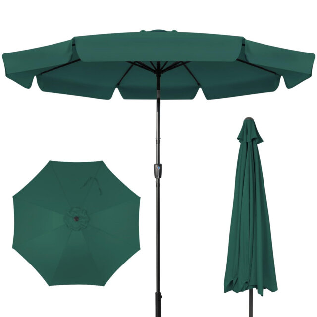 3m Outdoor Patio Garden Parasol, 8 Ribs Sun Umbrella with Crank Handle & Adjustable Tilt for Beach Pool Lawn Backyard Deck
