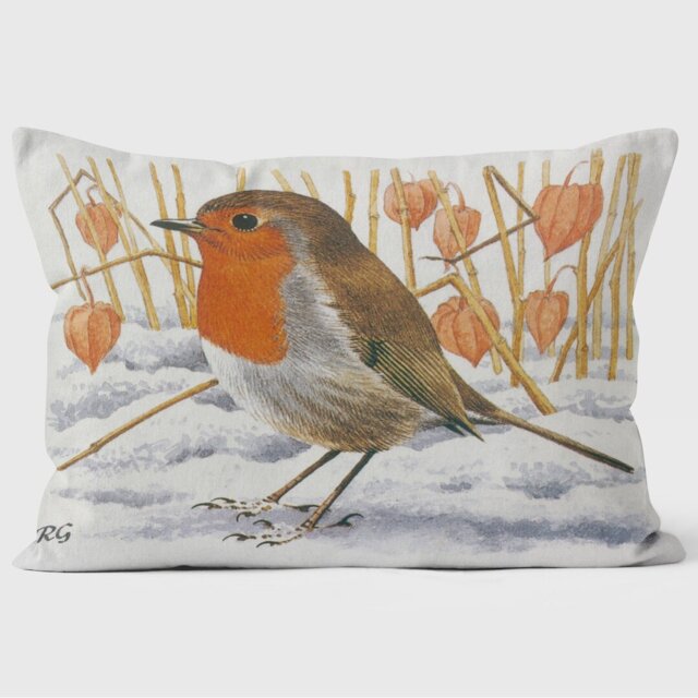 Robin in Snowy Field - Robert Gillmor Cushion