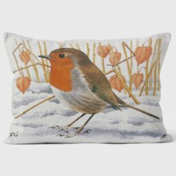 Robin in Snowy Field - Robert Gillmor Cushion