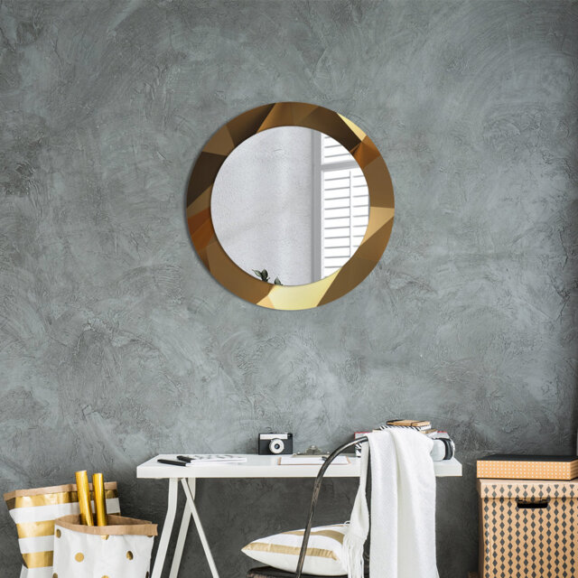 Huldar Round Glass Framed Wall Mounted Accent Mirror in Blue/Yellow