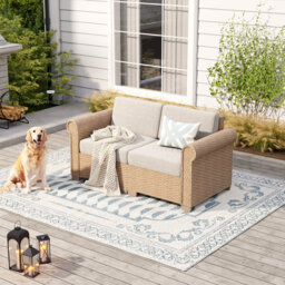 151.9Cm Wide Outdoor Wicker Straight Patio Sofa with Cushions