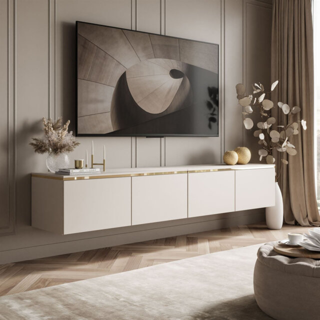Denine Floating TV Stand Cashmere 200cm with LED Lighting