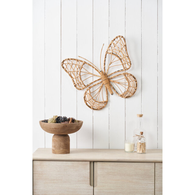 Natural Rattan Butterfly Wall Art Large