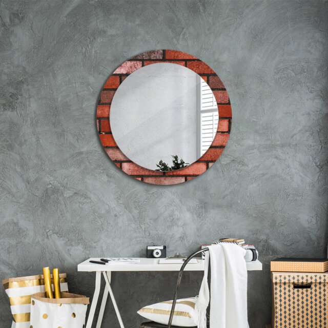 Huldar Round Glass Framed Wall Mounted Accent Mirror in Orange