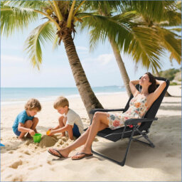 Folding Chaise Lounge Chair for Outdoor – Portable Reclining Camping Chair with Adjustable Backrest, Pillow & Breathable Fabric, Heavy-Duty 330lbs Cap