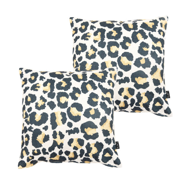 icon Indoor and Outdoor Abstract Leaf Waterproof Filled Cushion 2x Blue Double Sided Print