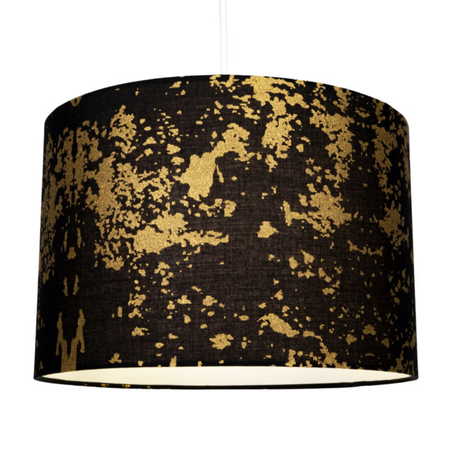 Modern Cotton Fabric Lamp Shade with Delicate Foil Decor for Table or Ceiling