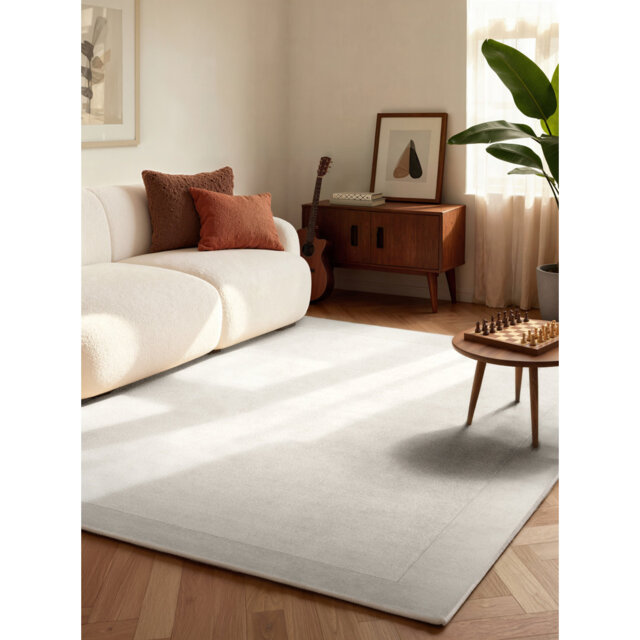 Villeroy & Boch Wool Rug Kivi Organic Shape - Soft Natural Living room Rug with Border, Handmade & Natural, Modern Design