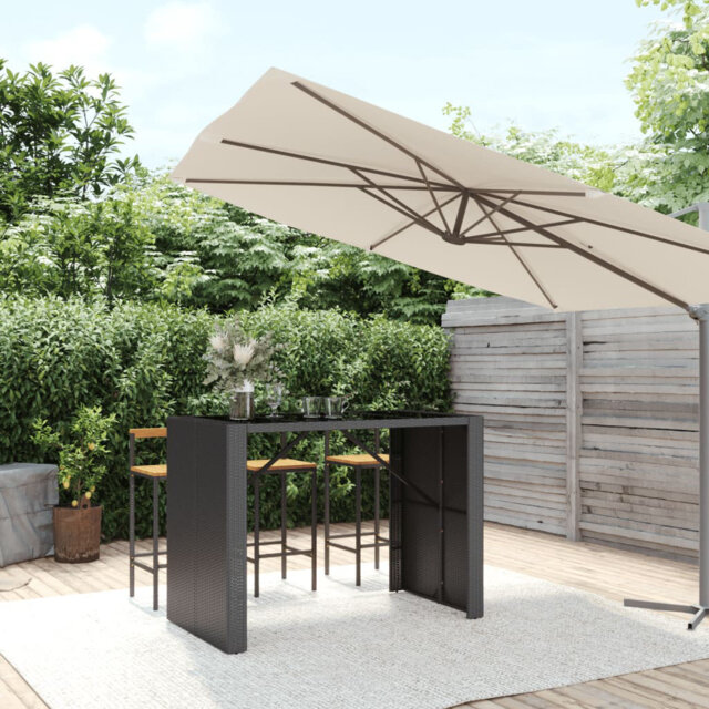 Lavel Rectangular Glass Steel Outdoor Bar Table 80 cm D