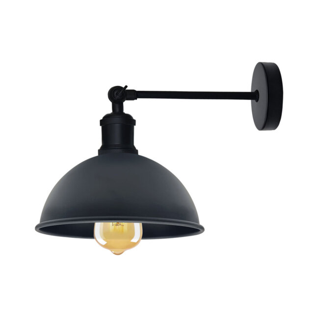Janessa 1-Light Iron Swing Arm Dome Wall Sconce