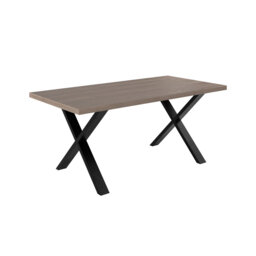 Harrington Oak Solid Wood Top Metal Base Dining Table
