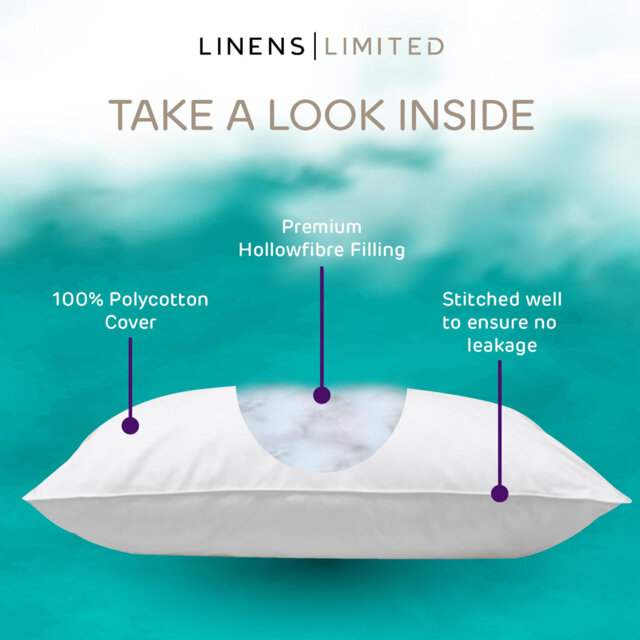 Linens Limited Soft Pillows, Made in the UK, Cloud Comfort, Soft and Firm with Orthopedic Support, Non-Allergenic Polycotton Polyester Hollowfibre, Ma