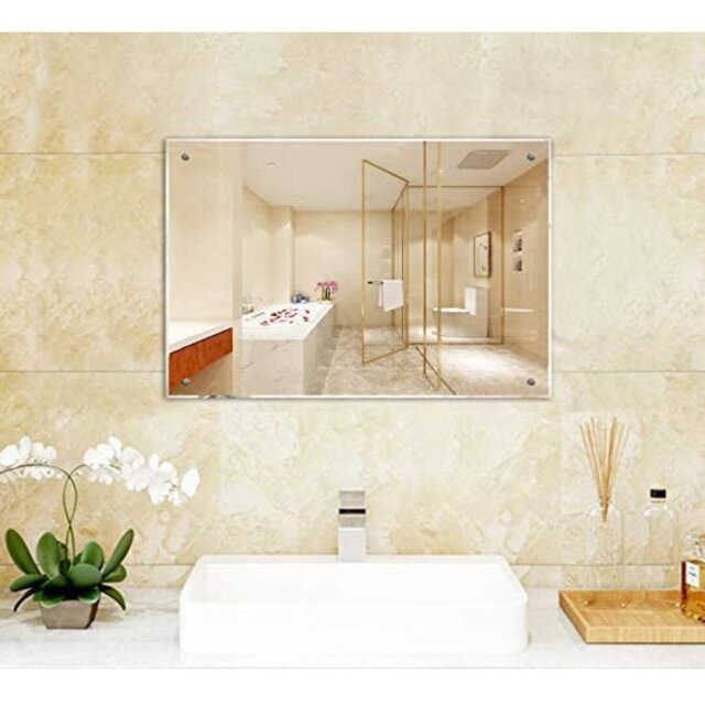 Ivy Bronx Frameless Bathroom Mirror, 60 X 45cm Rectangle Wall Mounted Mirror With Polished Edge & Pre-drilled Holes - Best For Bathroom, Dressing Room