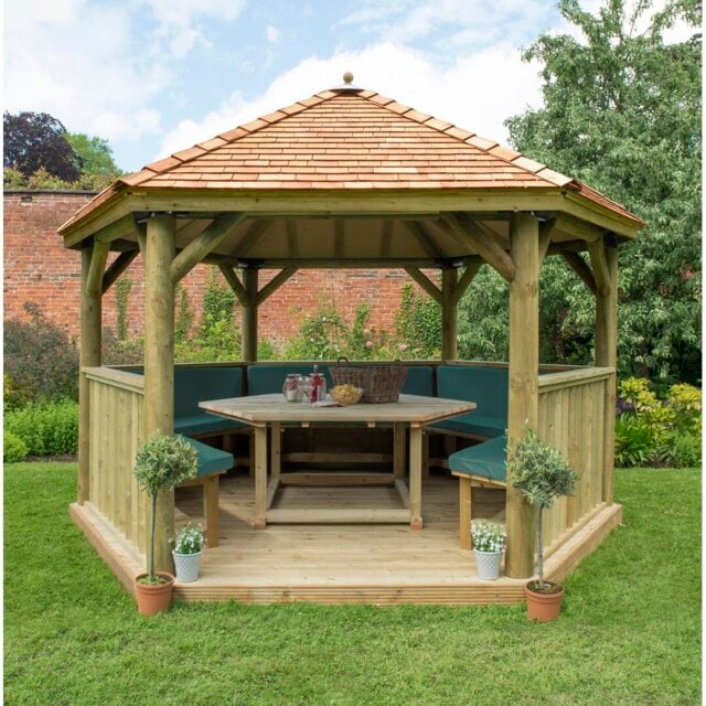 Furnished 4.3m x 3.7m Wooden  Gazebo with Cedar Roof with Installation Service