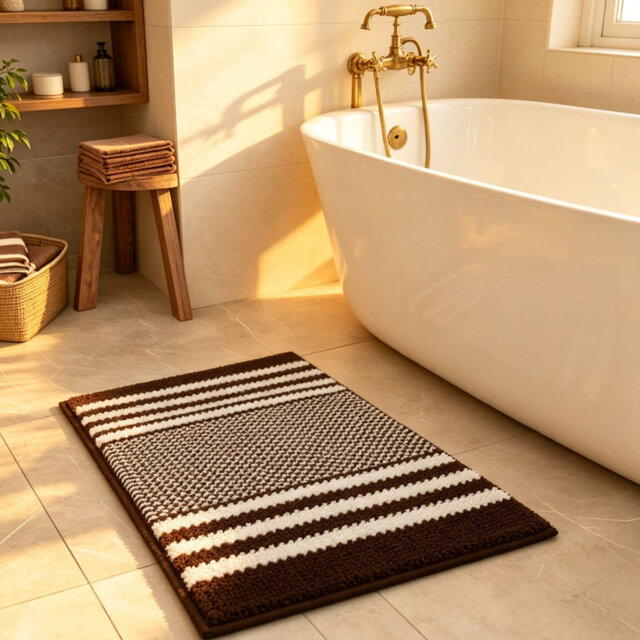 Luxurious Chenille Bath Mat: Soft, Absorbent & Non-Slip