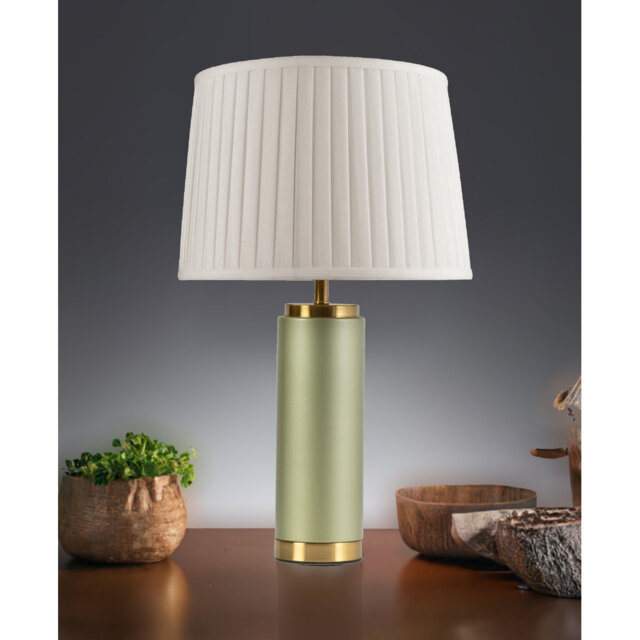 Cylinder 55cm Metal Ceramic look Table Lamp