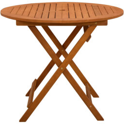 Folding Garden Table Brown Solid Eucalyptus Wood Balcony Outdoor Round