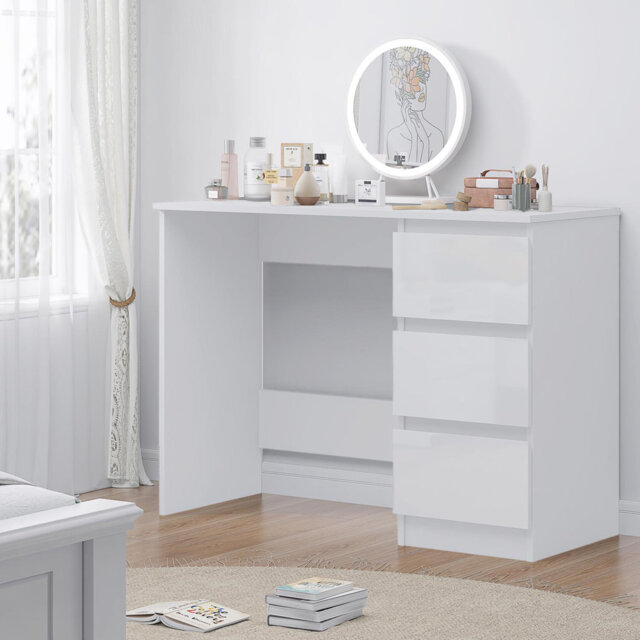 Oleary 3 Drawer Dressing Table Study Desk - Modern No-Handle Design